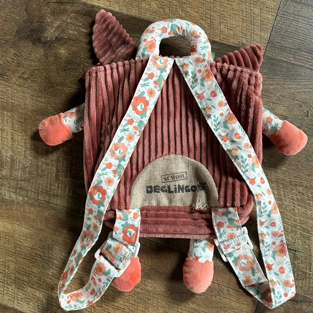 Girls Les Deglingos Pink Floral Deer Backpack One Size